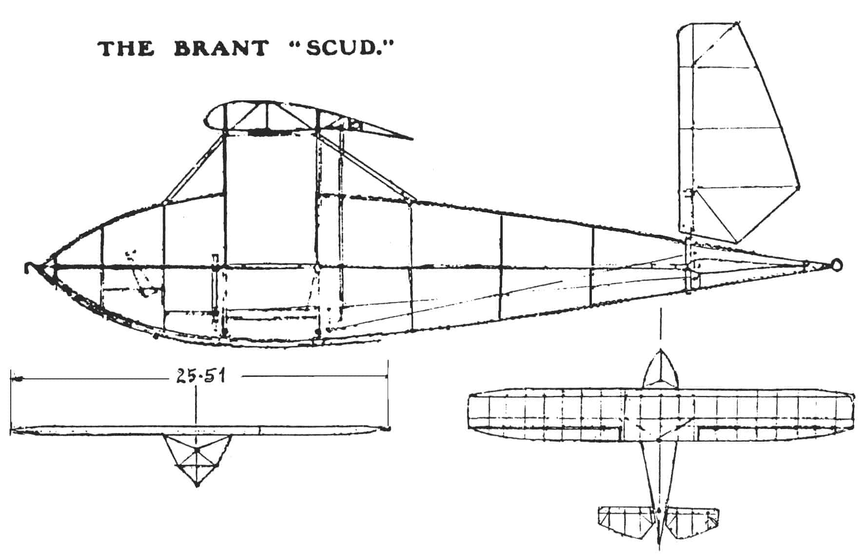 Abbott-Baynes Scud 2 Single Seat Sailplane Airplane Wood Model Free Ship Large 